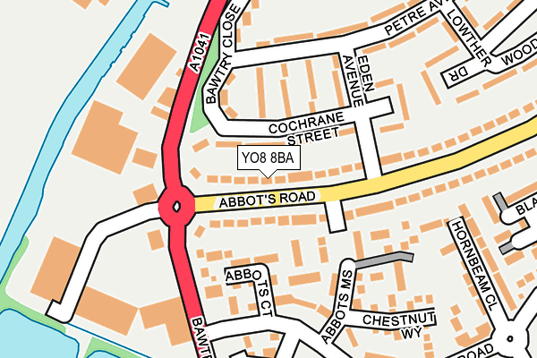 YO8 8BA map - OS OpenMap – Local (Ordnance Survey)