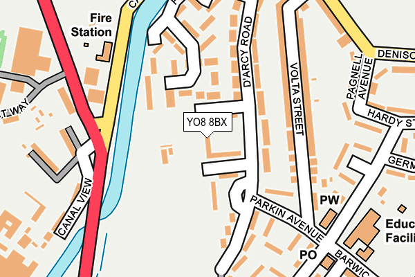 YO8 8BX map - OS OpenMap – Local (Ordnance Survey)