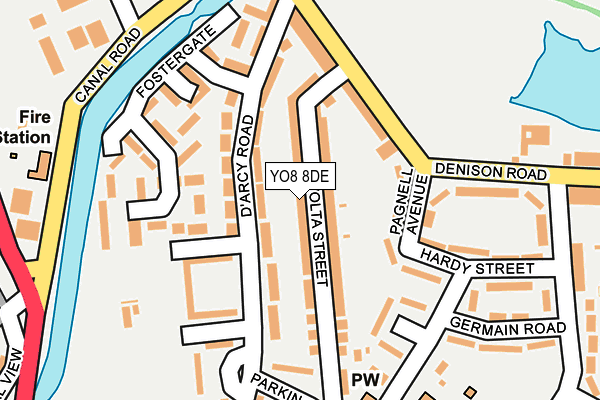 YO8 8DE map - OS OpenMap – Local (Ordnance Survey)