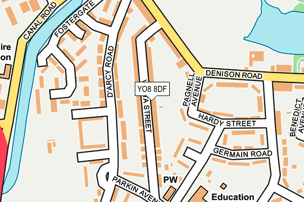 YO8 8DF map - OS OpenMap – Local (Ordnance Survey)