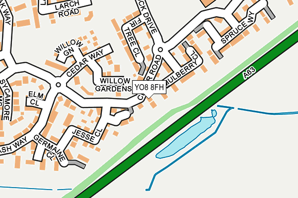 YO8 8FH map - OS OpenMap – Local (Ordnance Survey)