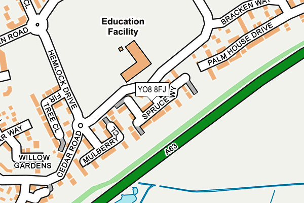 YO8 8FJ map - OS OpenMap – Local (Ordnance Survey)