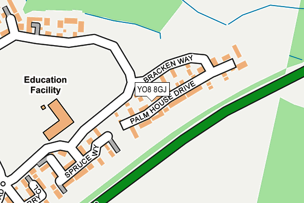 YO8 8GJ map - OS OpenMap – Local (Ordnance Survey)