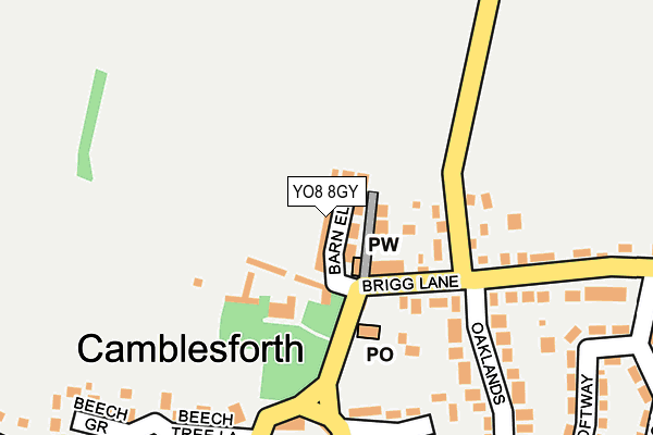 YO8 8GY map - OS OpenMap – Local (Ordnance Survey)