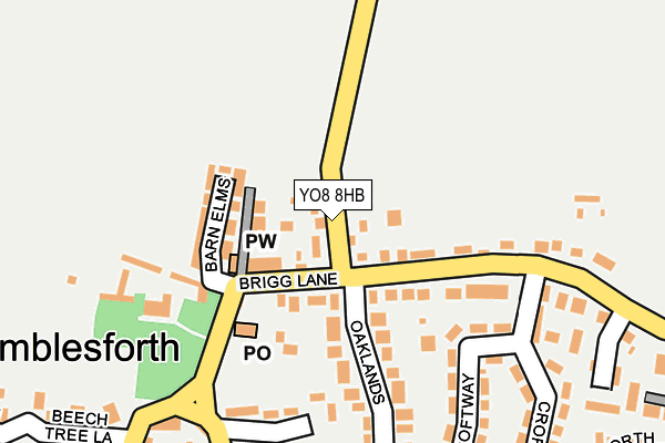 YO8 8HB map - OS OpenMap – Local (Ordnance Survey)