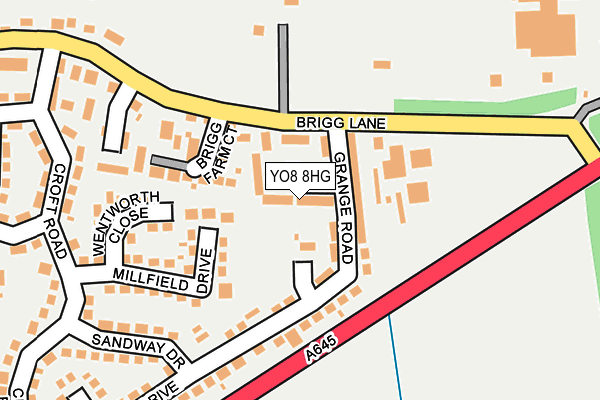 YO8 8HG map - OS OpenMap – Local (Ordnance Survey)