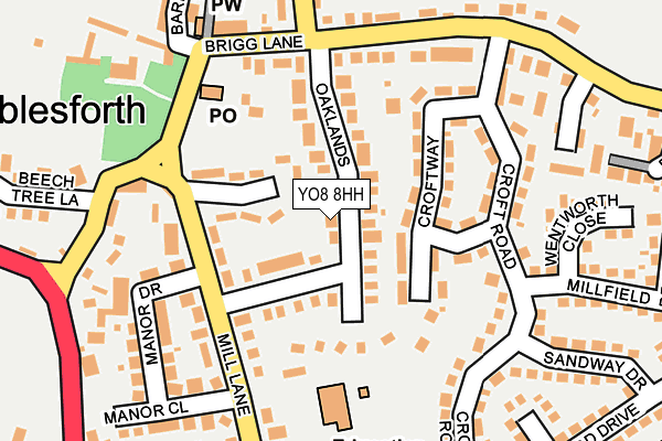 YO8 8HH map - OS OpenMap – Local (Ordnance Survey)