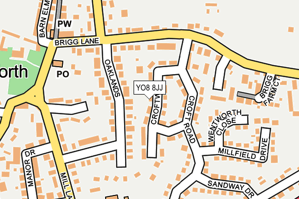 YO8 8JJ map - OS OpenMap – Local (Ordnance Survey)
