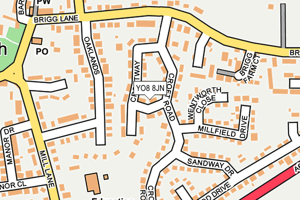 YO8 8JN map - OS OpenMap – Local (Ordnance Survey)