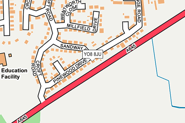 YO8 8JU map - OS OpenMap – Local (Ordnance Survey)