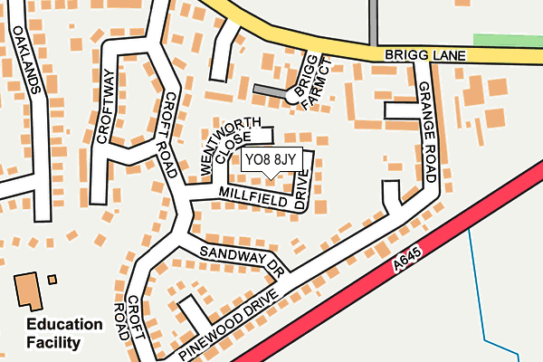 YO8 8JY map - OS OpenMap – Local (Ordnance Survey)