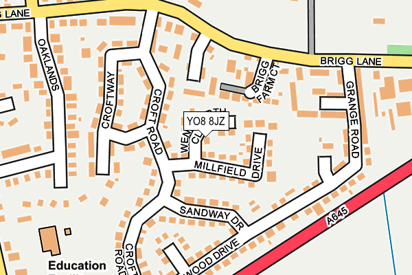 YO8 8JZ map - OS OpenMap – Local (Ordnance Survey)