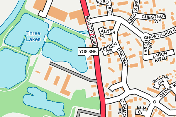 YO8 8NB map - OS OpenMap – Local (Ordnance Survey)