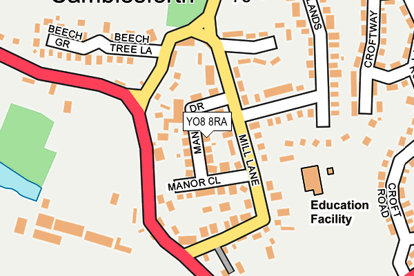 YO8 8RA map - OS OpenMap – Local (Ordnance Survey)
