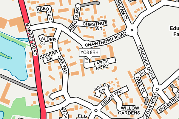YO8 8RH map - OS OpenMap – Local (Ordnance Survey)