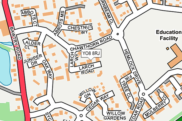 YO8 8RJ map - OS OpenMap – Local (Ordnance Survey)