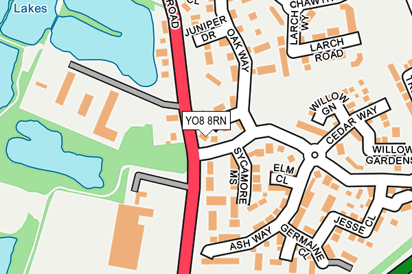 YO8 8RN map - OS OpenMap – Local (Ordnance Survey)