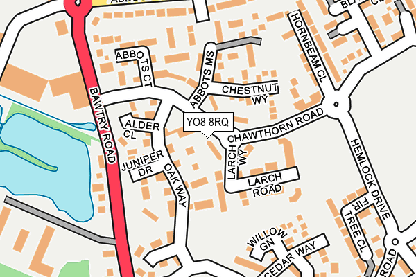 YO8 8RQ map - OS OpenMap – Local (Ordnance Survey)