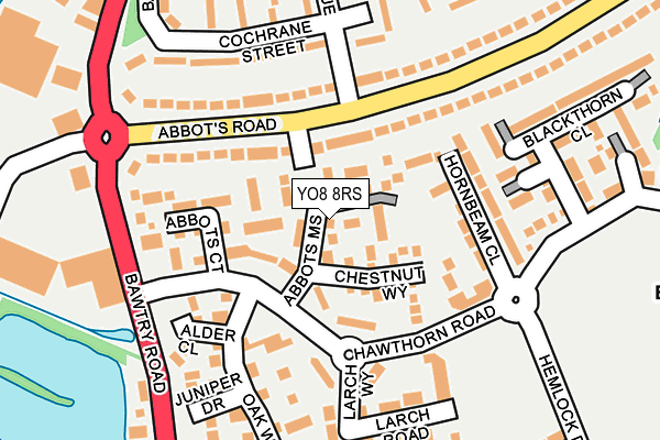 YO8 8RS map - OS OpenMap – Local (Ordnance Survey)