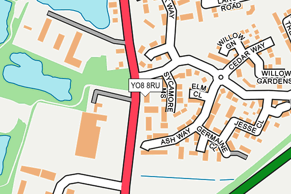 YO8 8RU map - OS OpenMap – Local (Ordnance Survey)