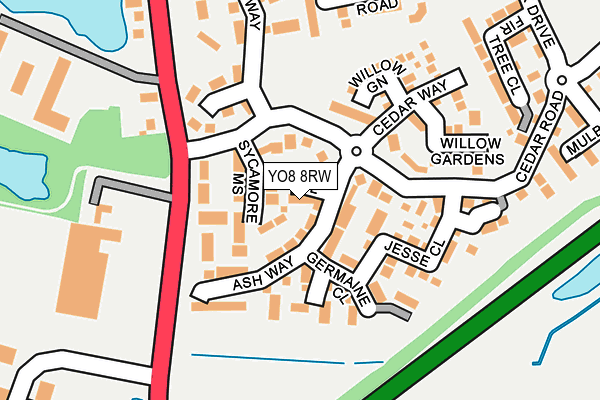 YO8 8RW map - OS OpenMap – Local (Ordnance Survey)