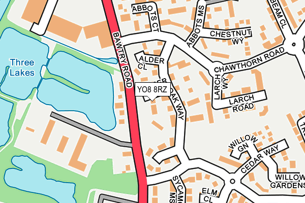 YO8 8RZ map - OS OpenMap – Local (Ordnance Survey)