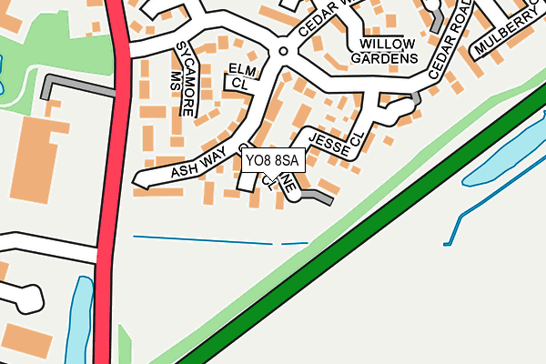 YO8 8SA map - OS OpenMap – Local (Ordnance Survey)
