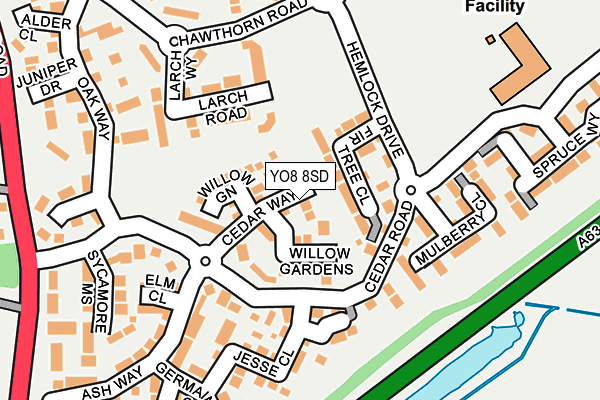 YO8 8SD map - OS OpenMap – Local (Ordnance Survey)