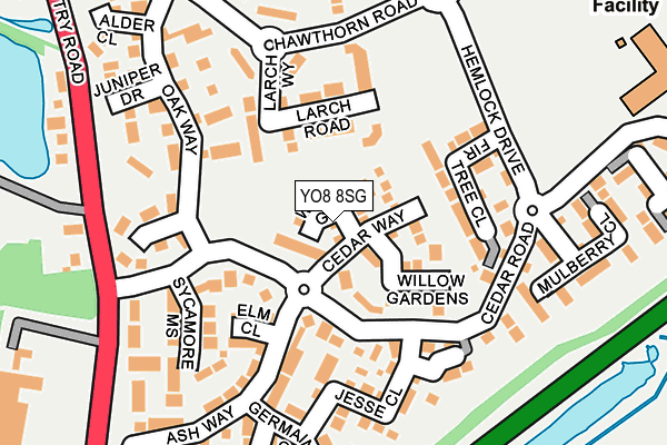 YO8 8SG map - OS OpenMap – Local (Ordnance Survey)
