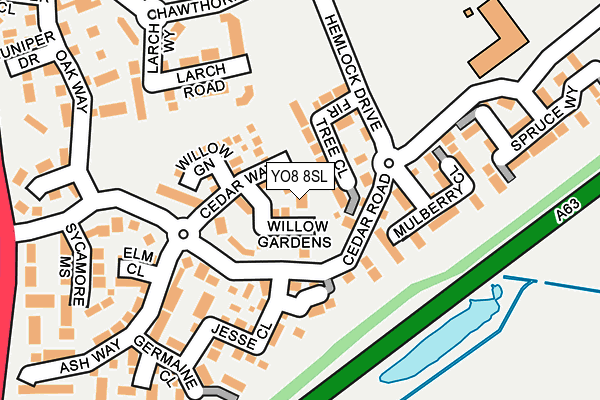 YO8 8SL map - OS OpenMap – Local (Ordnance Survey)