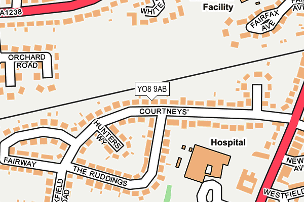 YO8 9AB map - OS OpenMap – Local (Ordnance Survey)