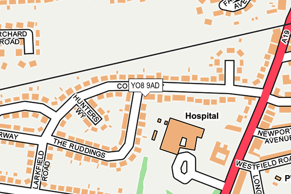 YO8 9AD map - OS OpenMap – Local (Ordnance Survey)
