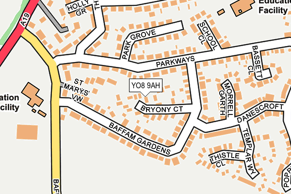 YO8 9AH map - OS OpenMap – Local (Ordnance Survey)