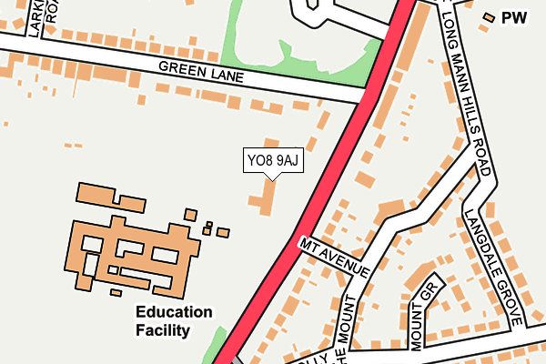 YO8 9AJ map - OS OpenMap – Local (Ordnance Survey)