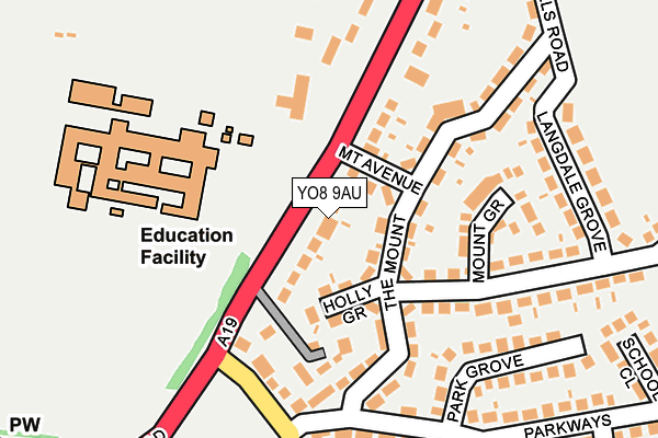 YO8 9AU map - OS OpenMap – Local (Ordnance Survey)