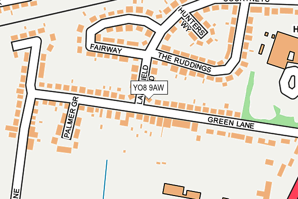 YO8 9AW map - OS OpenMap – Local (Ordnance Survey)