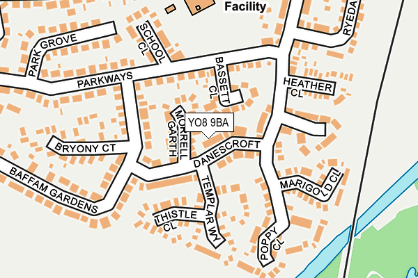 YO8 9BA map - OS OpenMap – Local (Ordnance Survey)