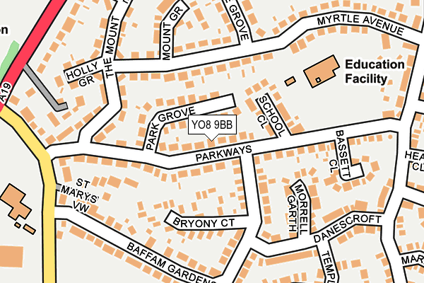 YO8 9BB map - OS OpenMap – Local (Ordnance Survey)