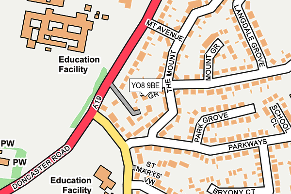 YO8 9BE map - OS OpenMap – Local (Ordnance Survey)