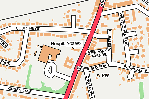 YO8 9BX map - OS OpenMap – Local (Ordnance Survey)