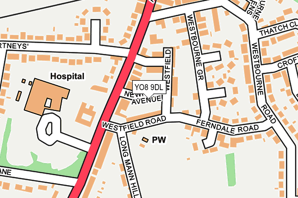 YO8 9DL map - OS OpenMap – Local (Ordnance Survey)