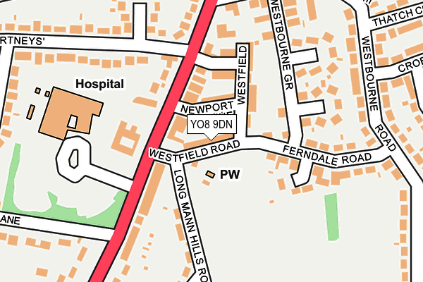 YO8 9DN map - OS OpenMap – Local (Ordnance Survey)