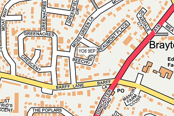 YO8 9EP map - OS OpenMap – Local (Ordnance Survey)