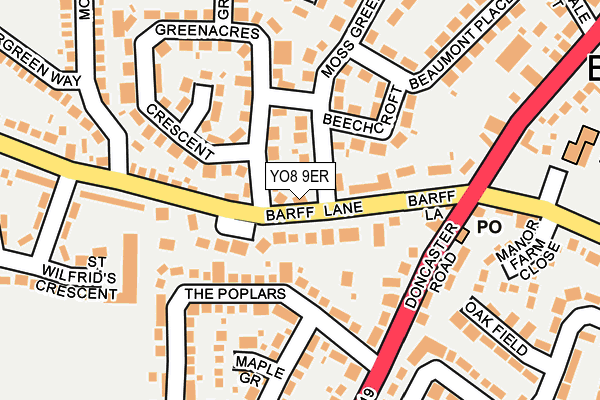 YO8 9ER map - OS OpenMap – Local (Ordnance Survey)