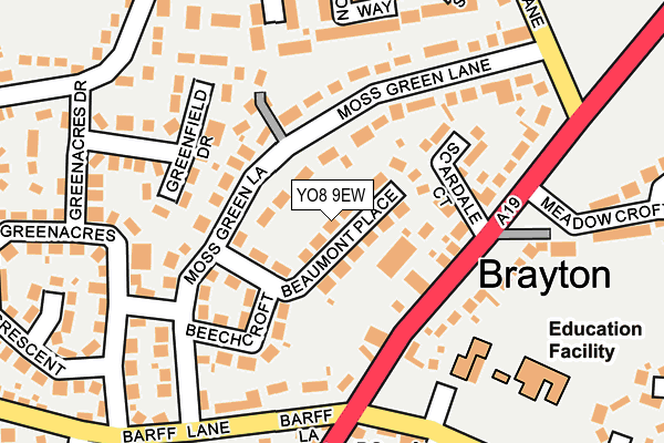 YO8 9EW map - OS OpenMap – Local (Ordnance Survey)