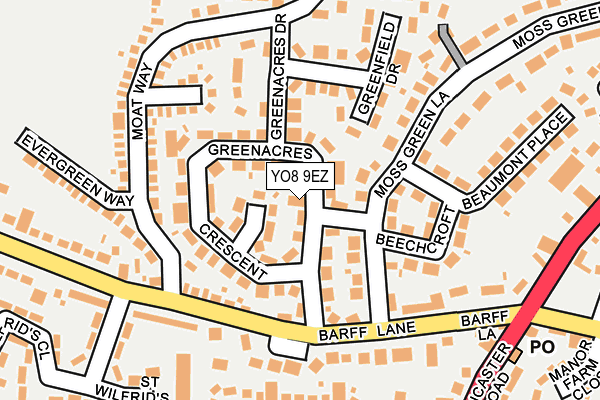 YO8 9EZ map - OS OpenMap – Local (Ordnance Survey)