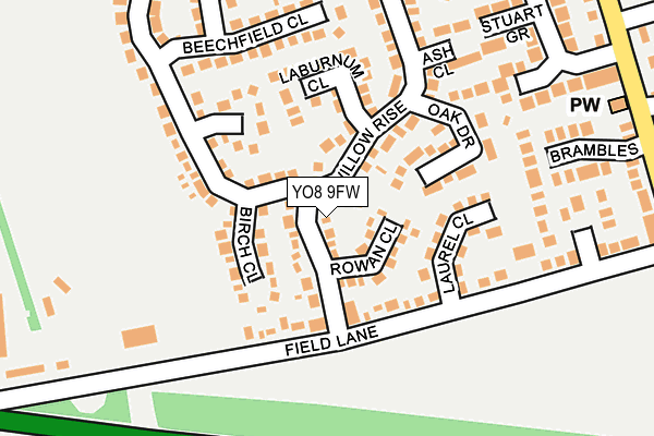 YO8 9FW map - OS OpenMap – Local (Ordnance Survey)