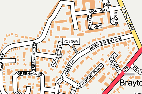 YO8 9GA map - OS OpenMap – Local (Ordnance Survey)