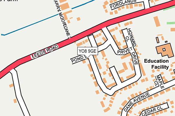 YO8 9GE map - OS OpenMap – Local (Ordnance Survey)