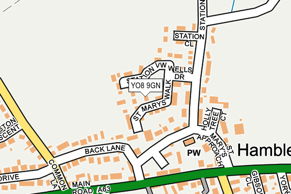 YO8 9GN map - OS OpenMap – Local (Ordnance Survey)